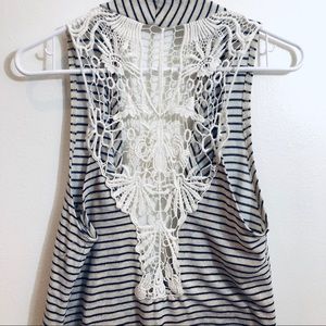Nautical Navy Knit + Lace Back Vest Beach Coverup